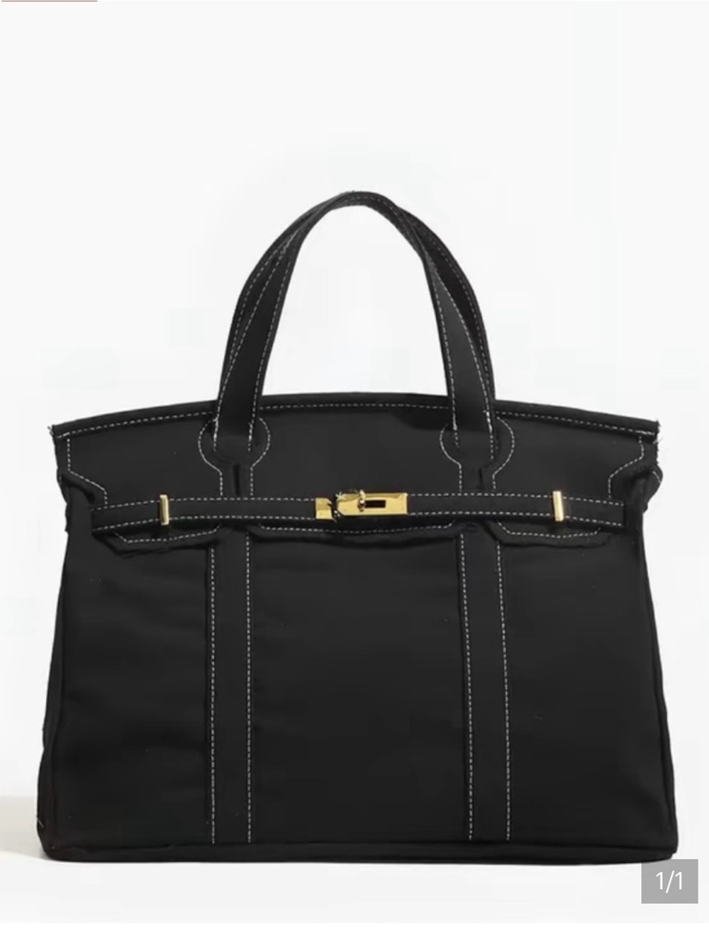 Classic Black Tote Bag with Gold Hardware